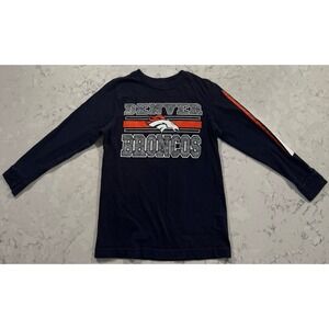 Denver Broncos Long Sleeve T-Shirt Youth Small 6/7 Navy Blue Graphic Logo NFL